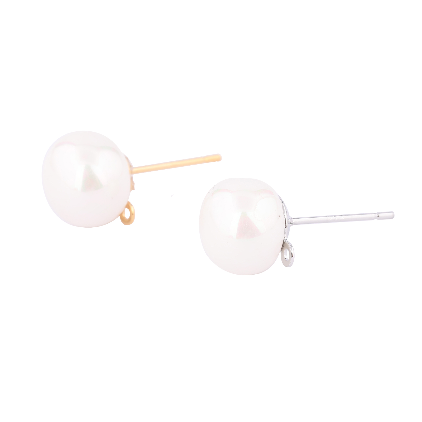 10pcs Copper White K Gold Plat - Pearl Earring Stud 评论和价格